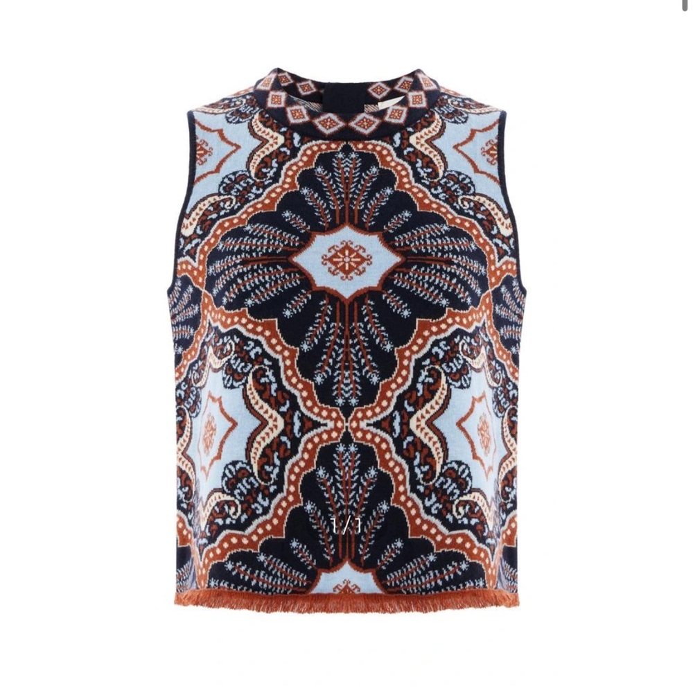 Cara Cara - Julissa Fringed Wool-Cashmere Top - Navy